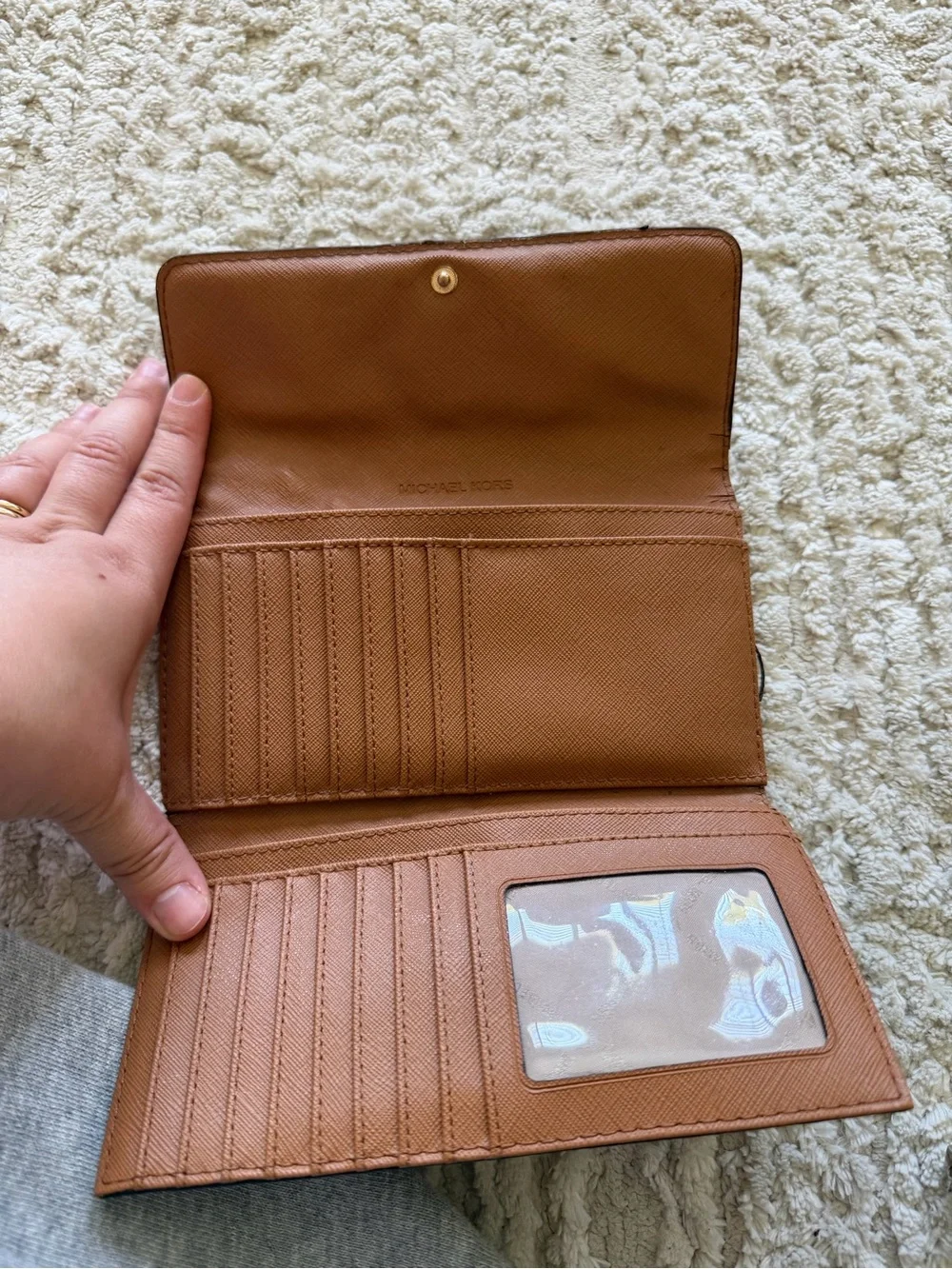 Michael Kors Jet Set Trifold Wallet Brown Leather